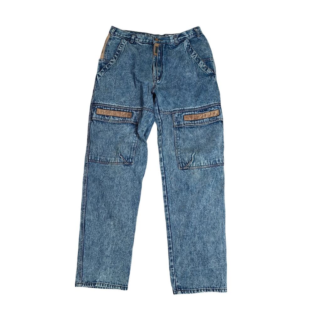 Vintage 90s Gitano Freeway  Acid Wash Cargo Jeans Womens 34